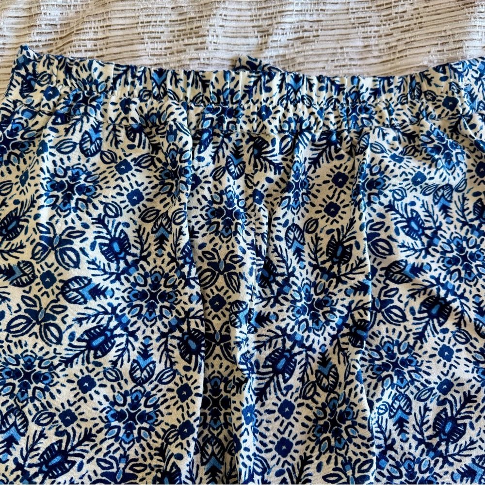Joie Linen Blend Wide Leg Cropped Blue White Boho Tie Waist Pant Size 10. - Picture 7 of 7